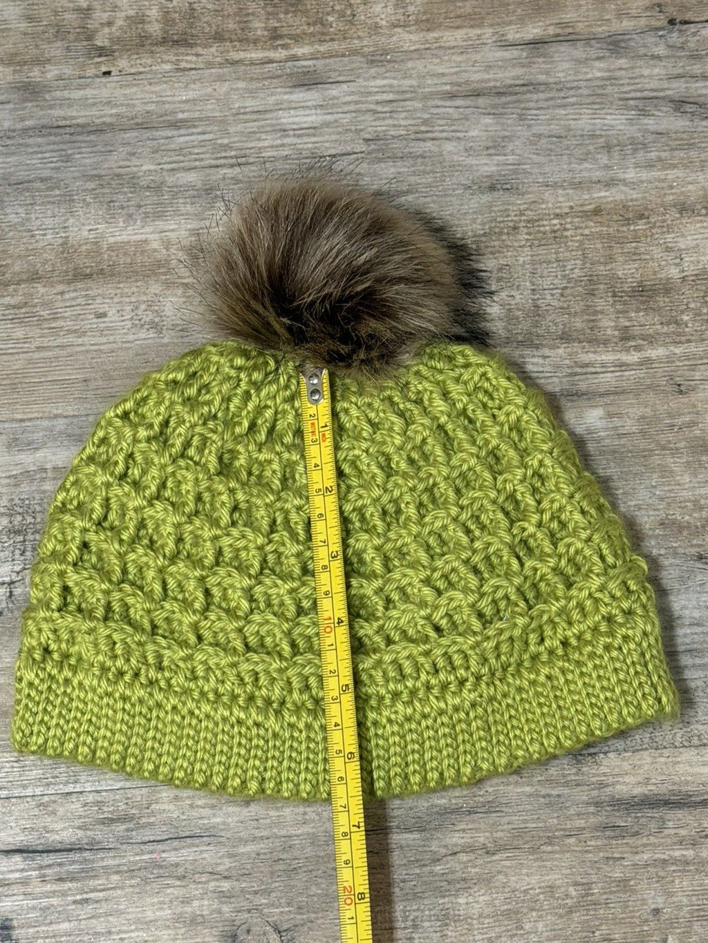 Handmade Green Crochet Pom-Pom Beanie