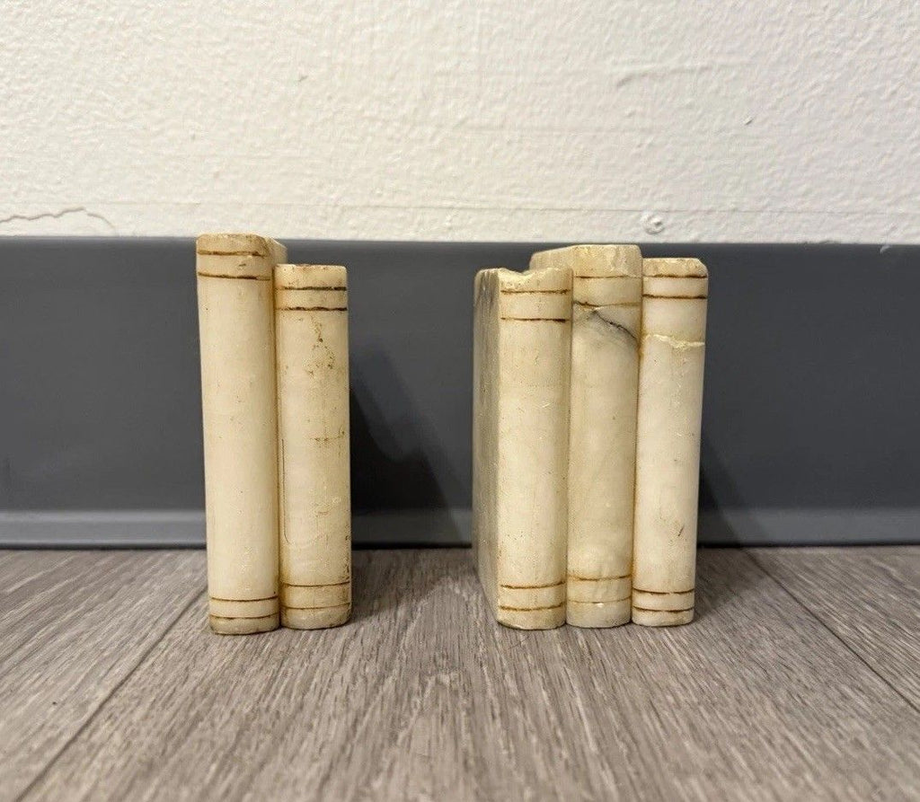 Vintage Marble Stacked Book Bookends