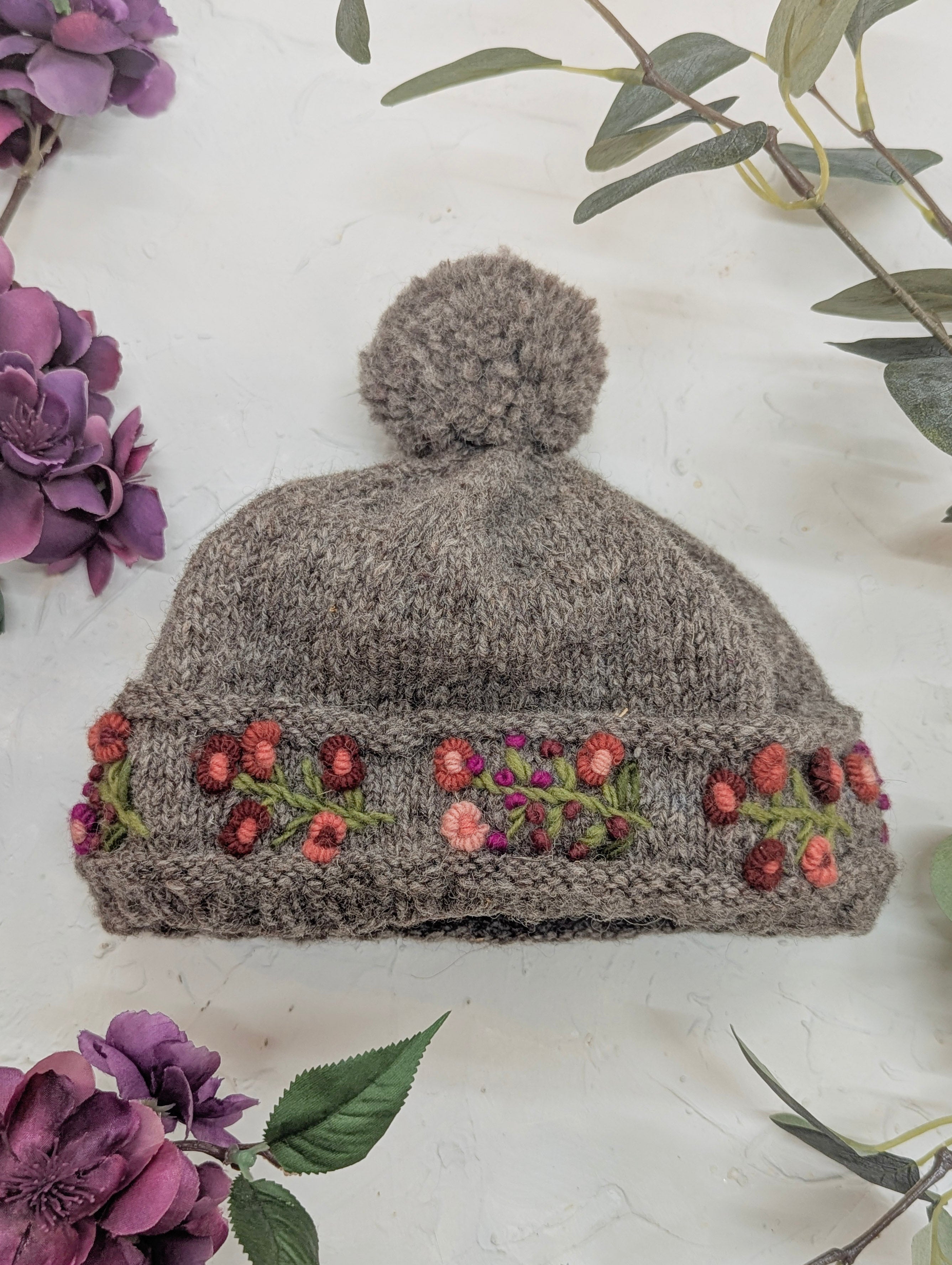 Mathilde Embroidered Wool Beanie