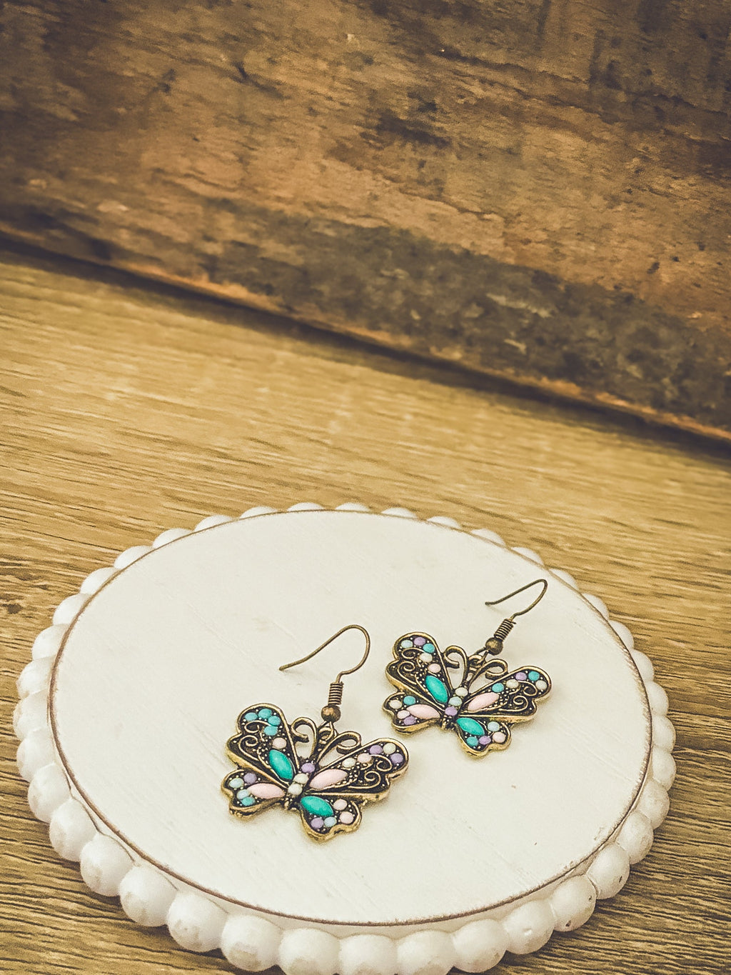 Vintage Butterfly Drop Earrings
