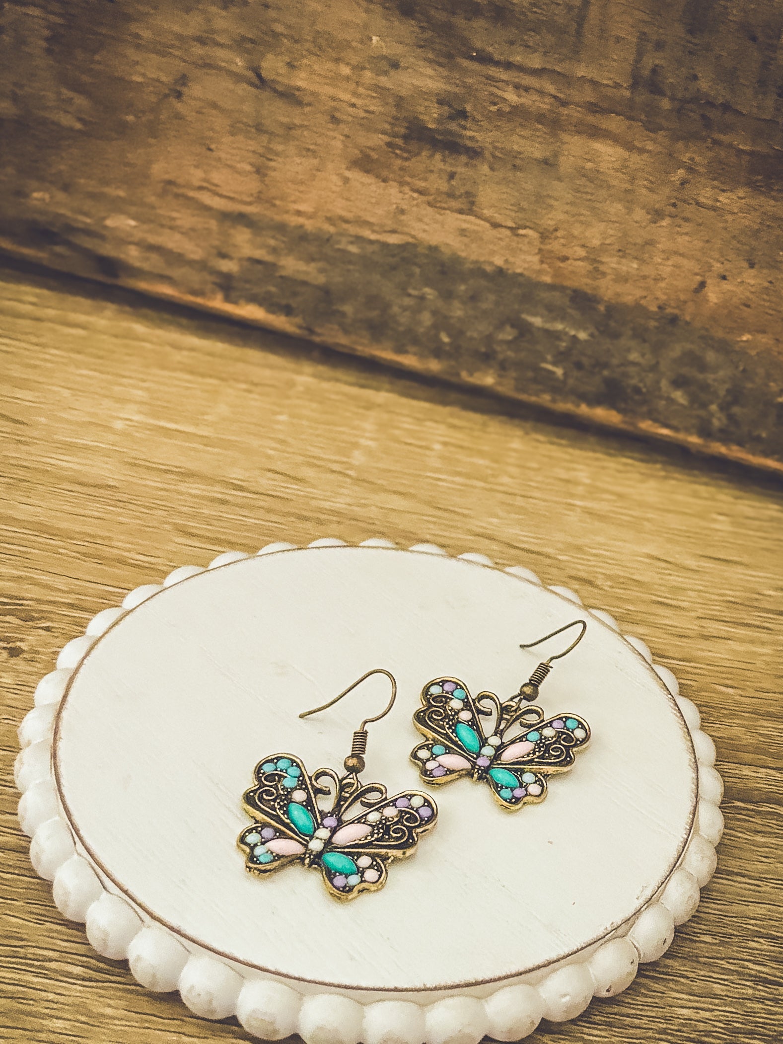 Vintage Butterfly Drop Earrings
