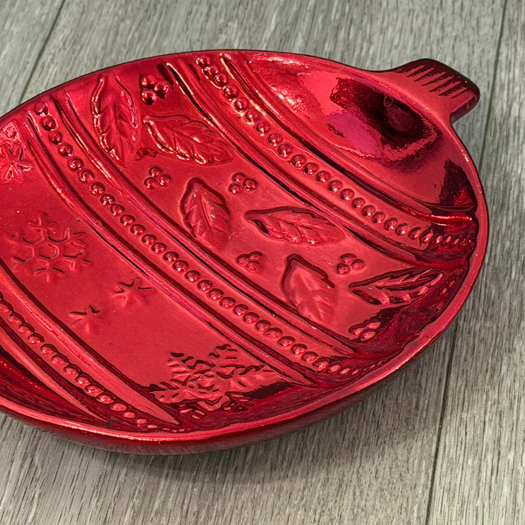 Vintage K's Collection Red Christmas Ball Candy Dish