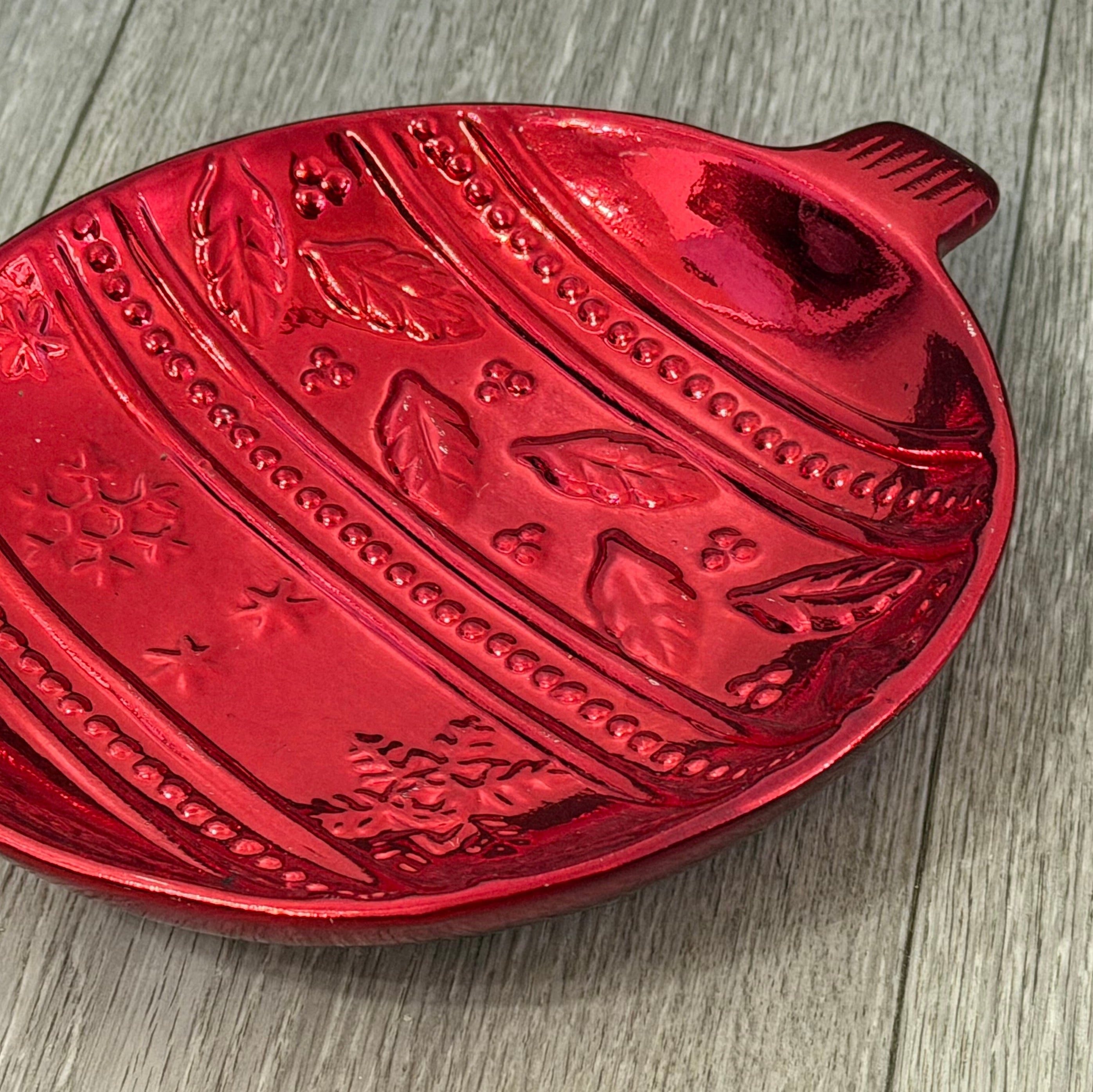 Vintage K's Collection Red Christmas Ball Candy Dish