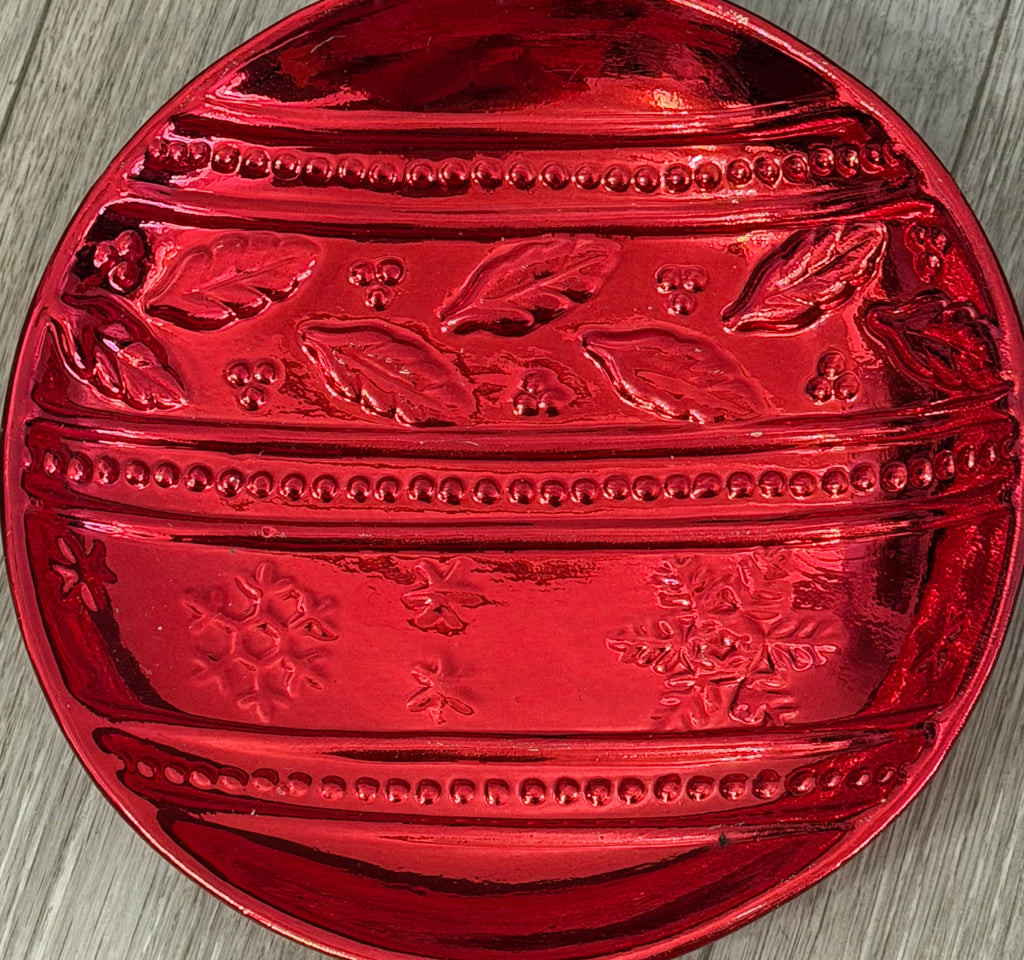 Vintage K's Collection Red Christmas Ball Candy Dish