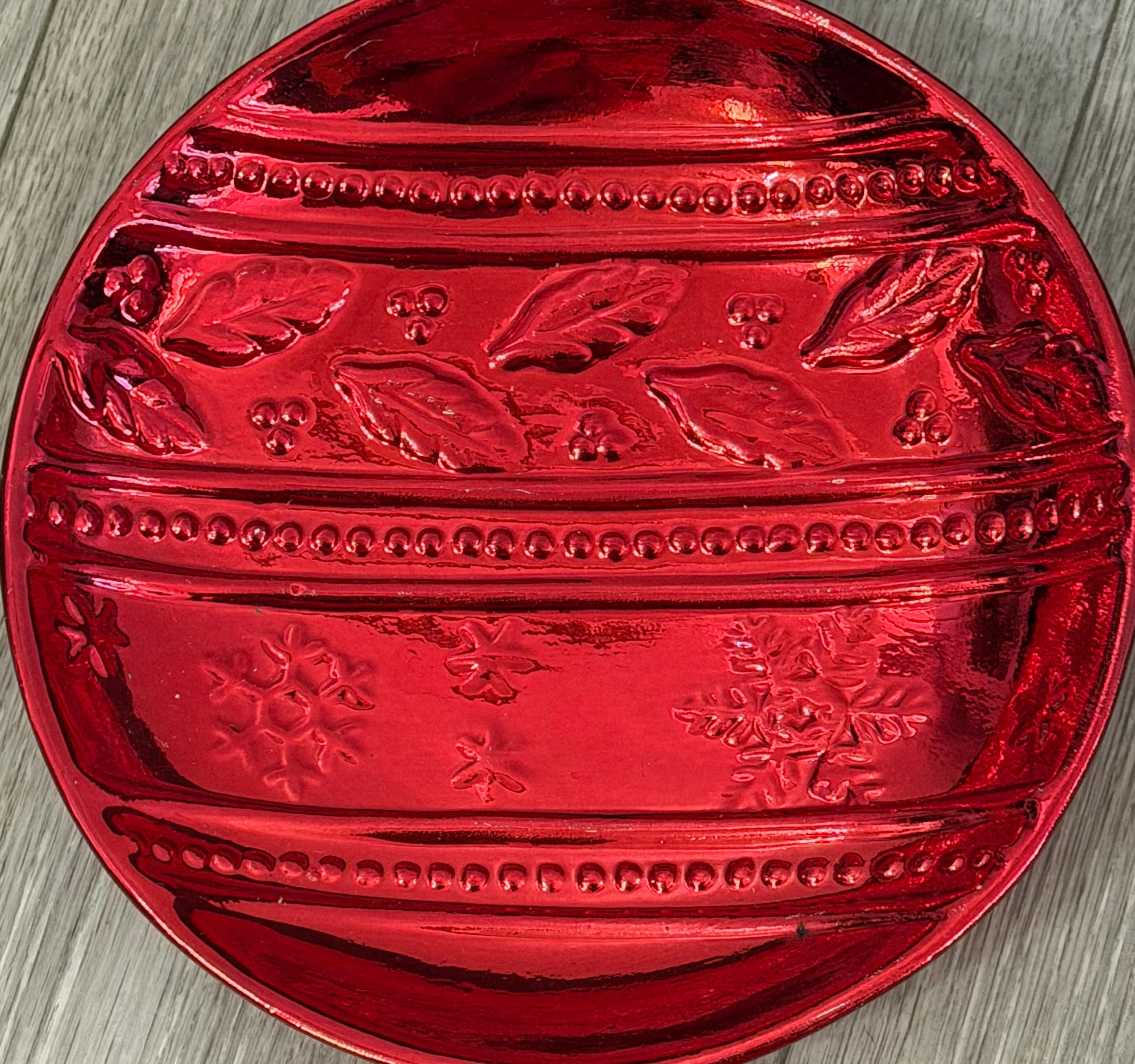 Vintage K's Collection Red Christmas Ball Candy Dish