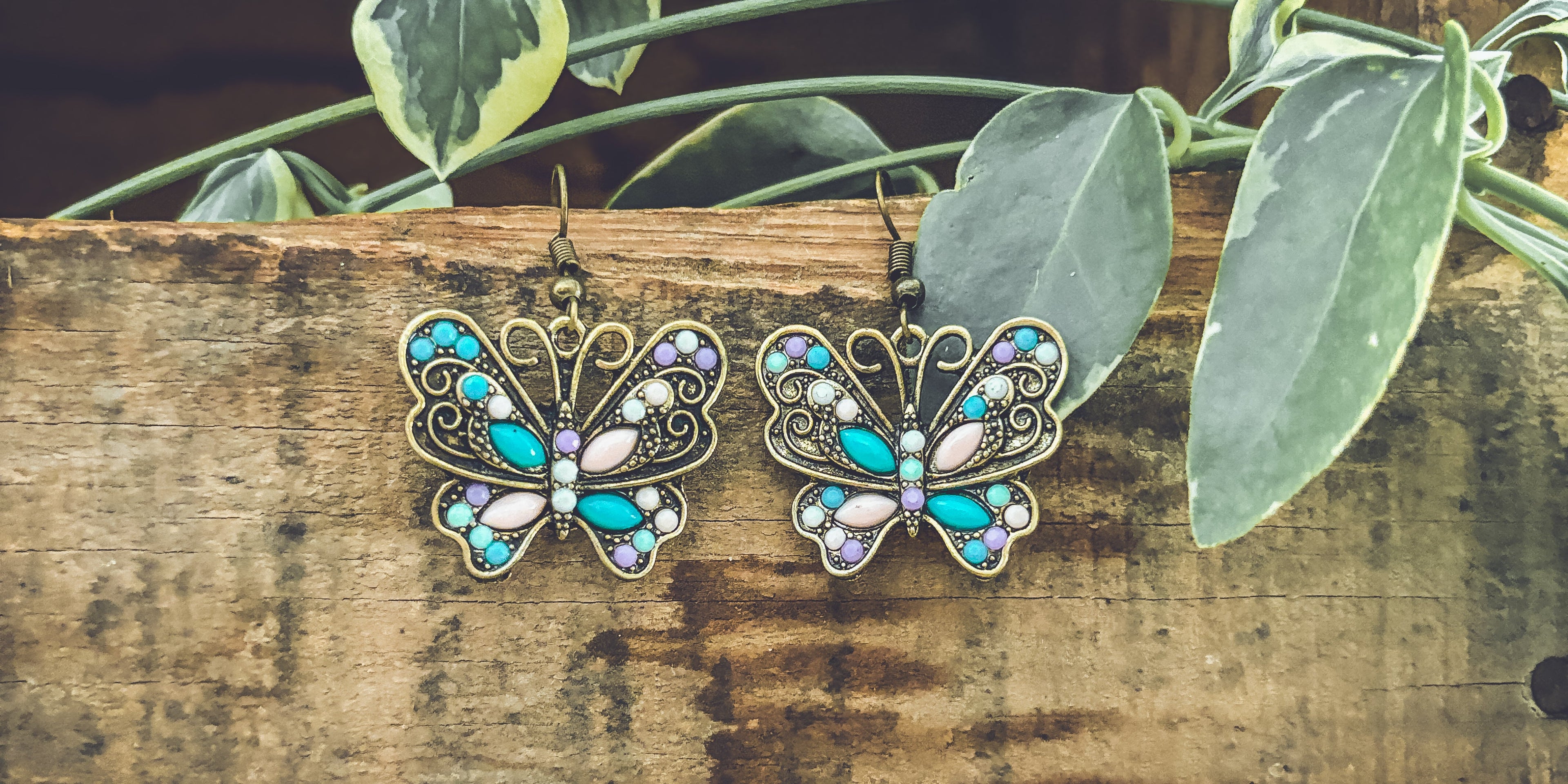 Vintage Butterfly Drop Earrings