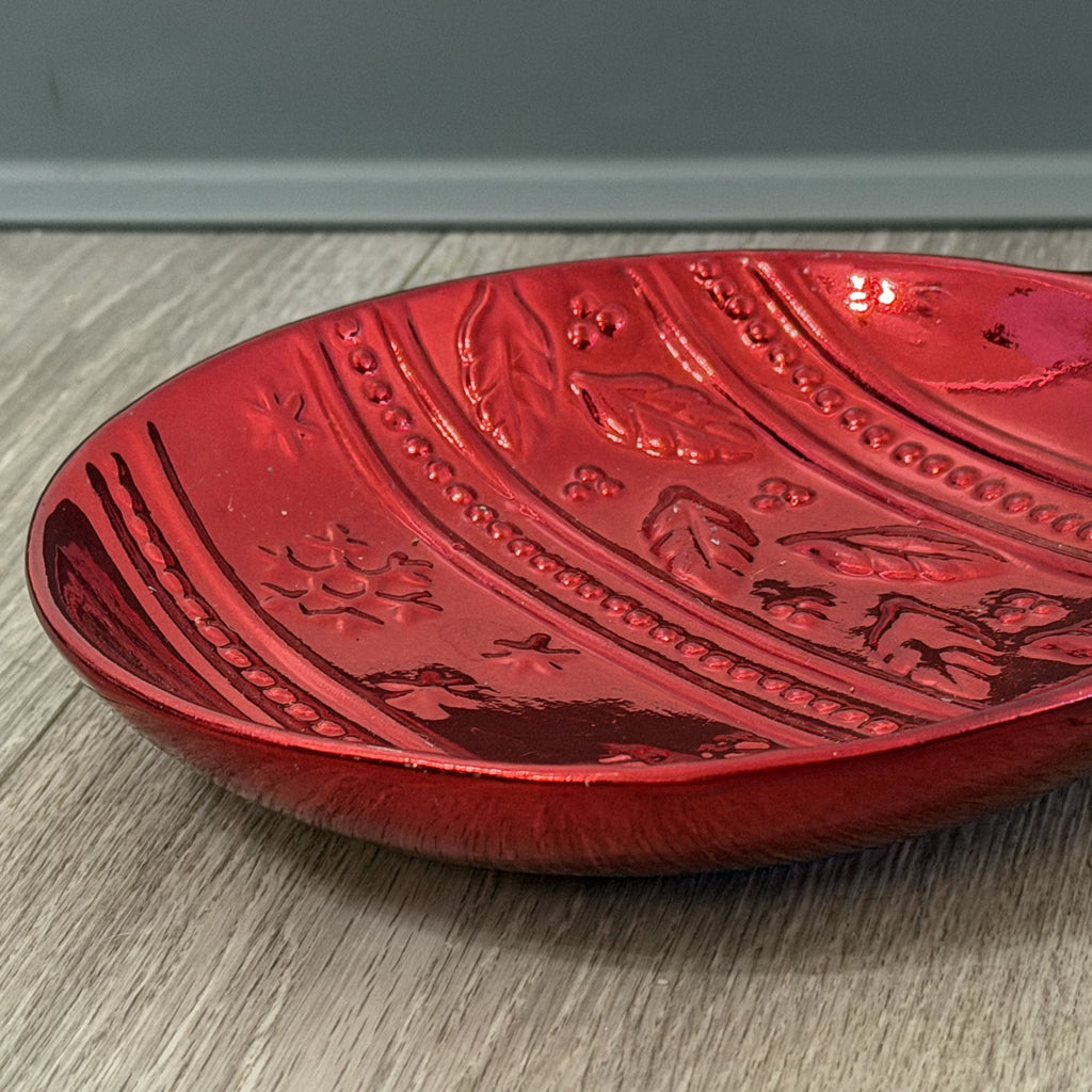 Vintage K's Collection Red Christmas Ball Candy Dish