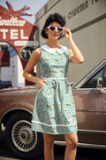 Retro Dogs Collared Dress