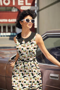Women's Cats & Plants Collared Dress