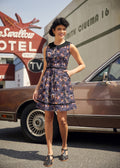 Women's Fairies Print 1960s Mod Collared Dress