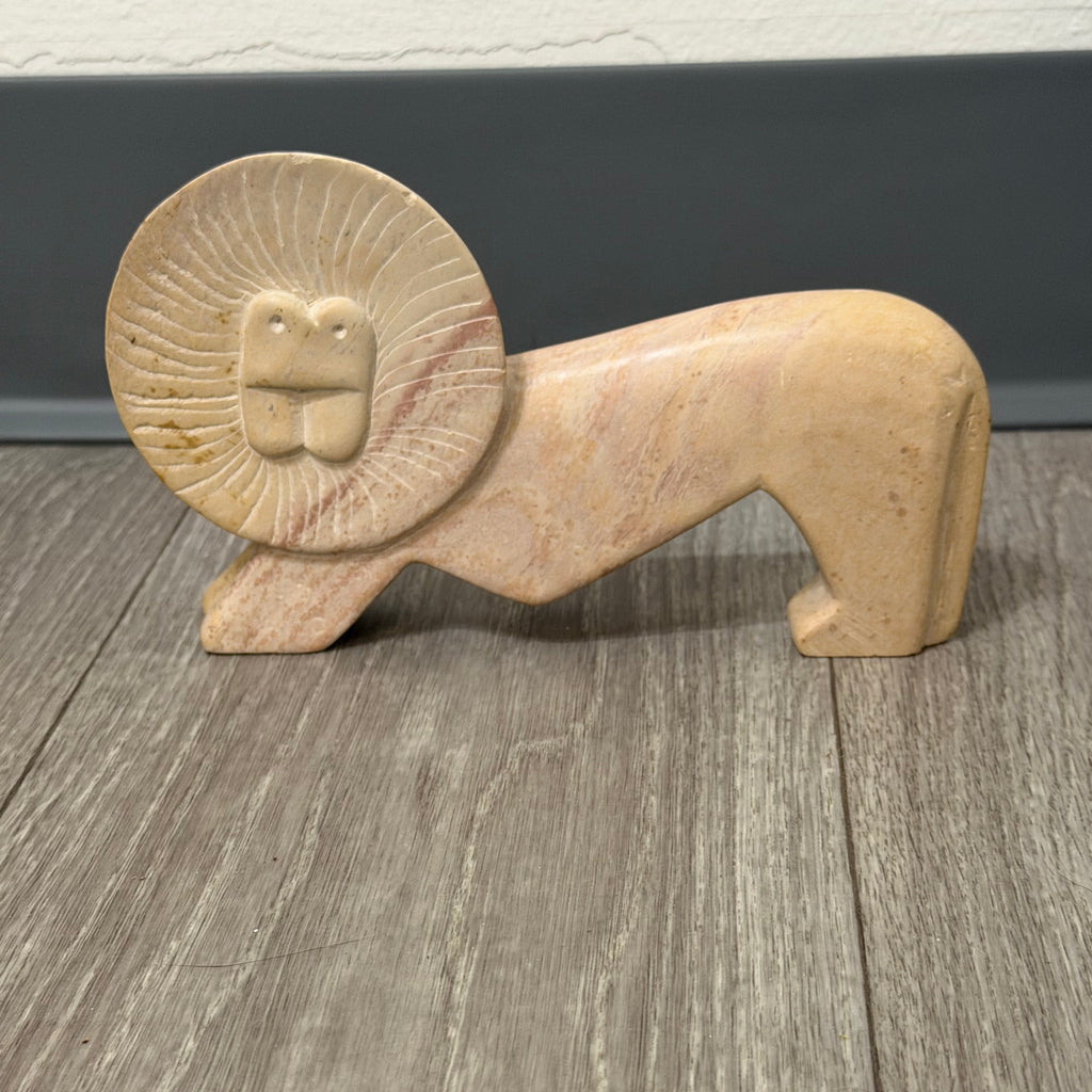 Vintage 80s Carved Soapstone Lion