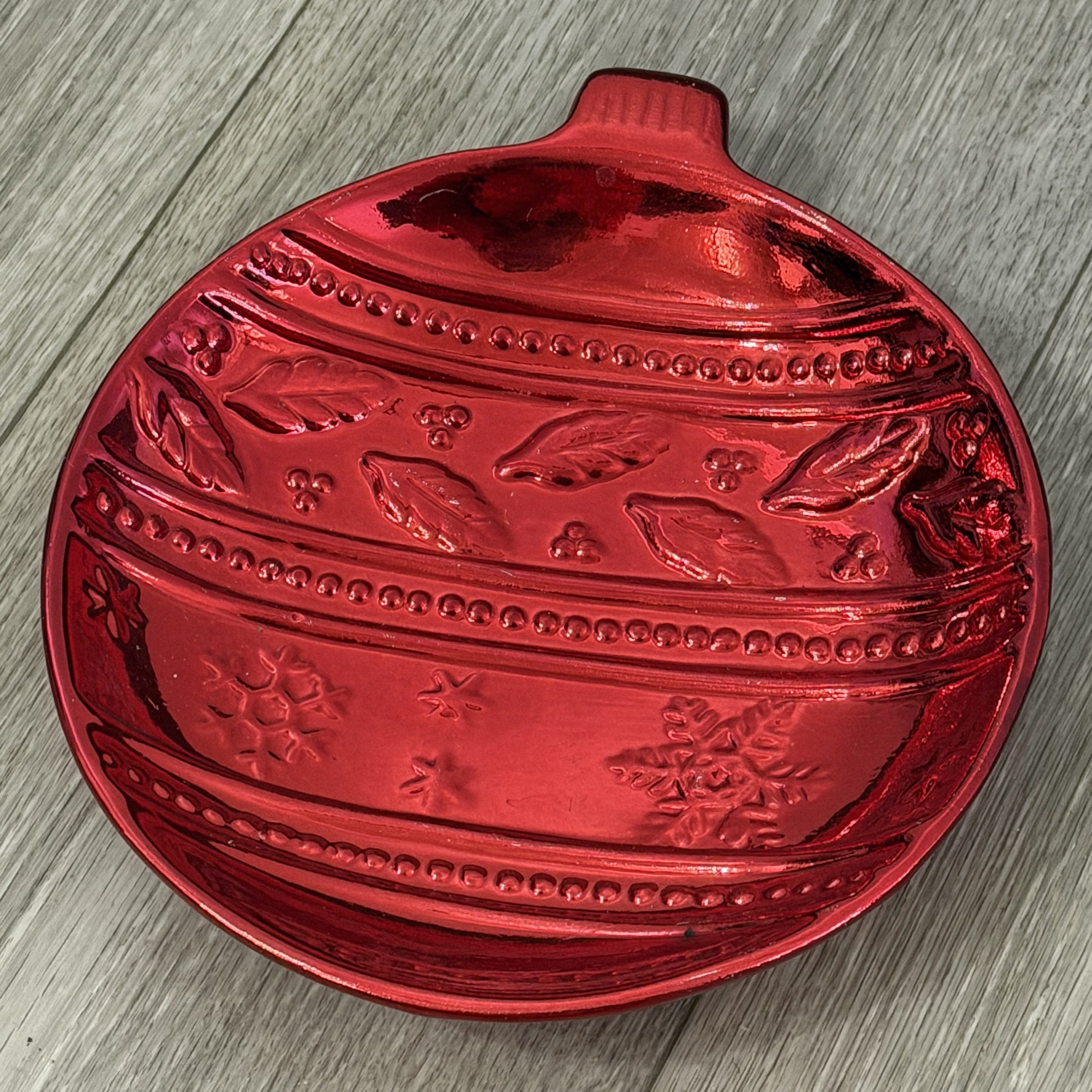 Vintage K's Collection Red Christmas Ball Candy Dish