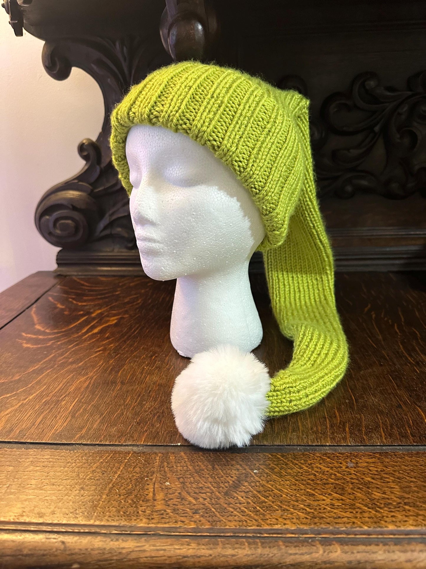 Cozy Long Green Stocking Cap