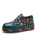 Women's Genuine Leather Handmade Flat Platform Shoes