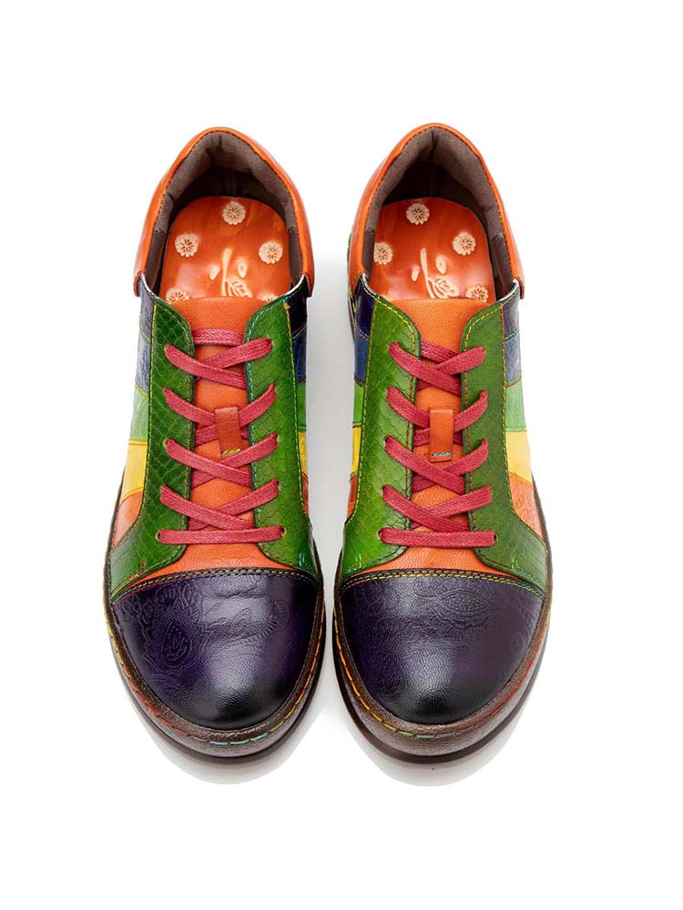 Women's Leather Lace-Up Loafer Flats