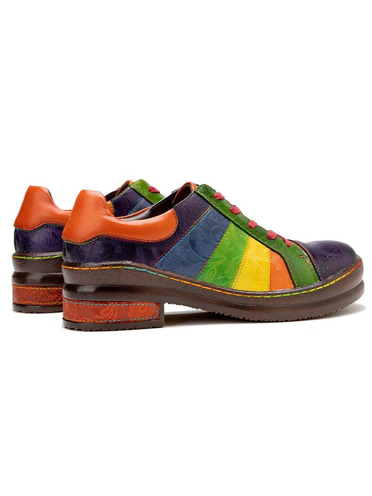 Women's Leather Lace-Up Loafer Flats