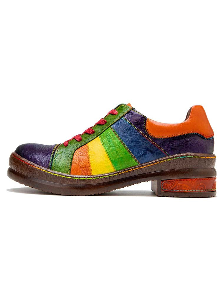 Women's Leather Lace-Up Loafer Flats