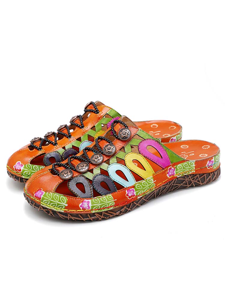 Handmade Colorful Leather Slides