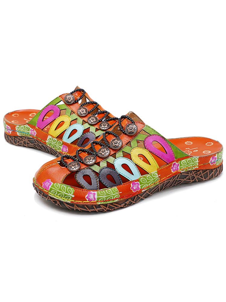 Handmade Colorful Leather Slides