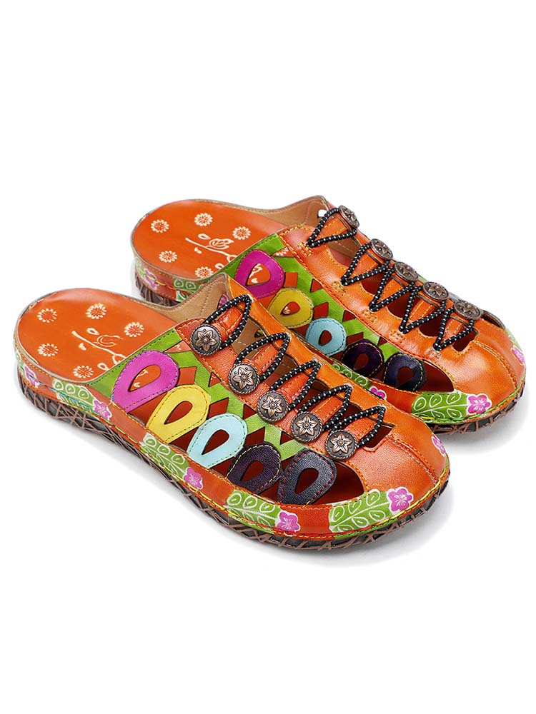 Handmade Colorful Leather Slides