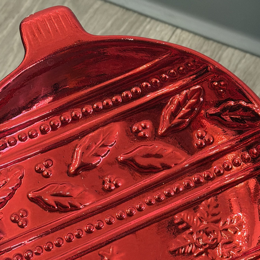 Vintage K's Collection Red Christmas Ball Candy Dish
