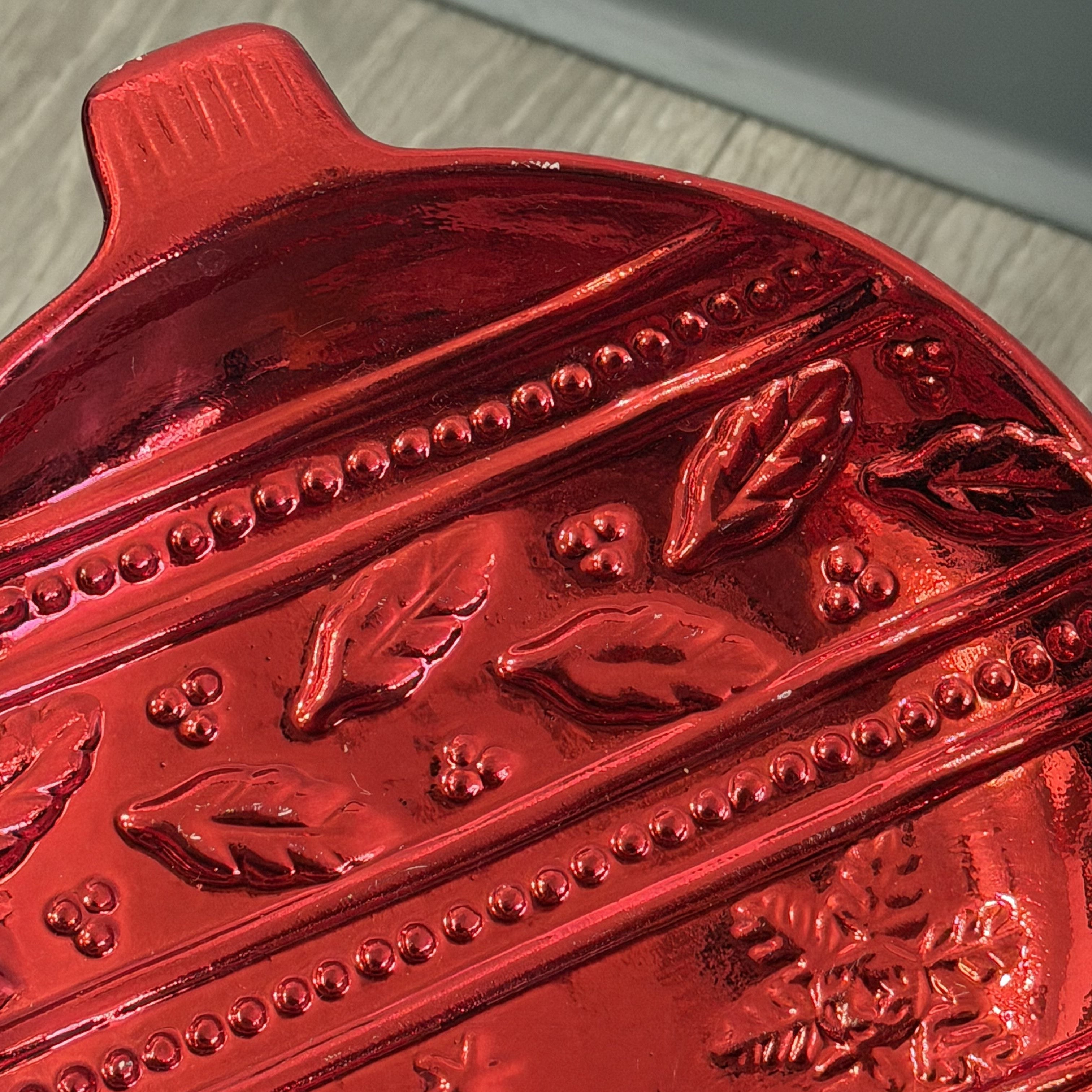 Vintage K's Collection Red Christmas Ball Candy Dish