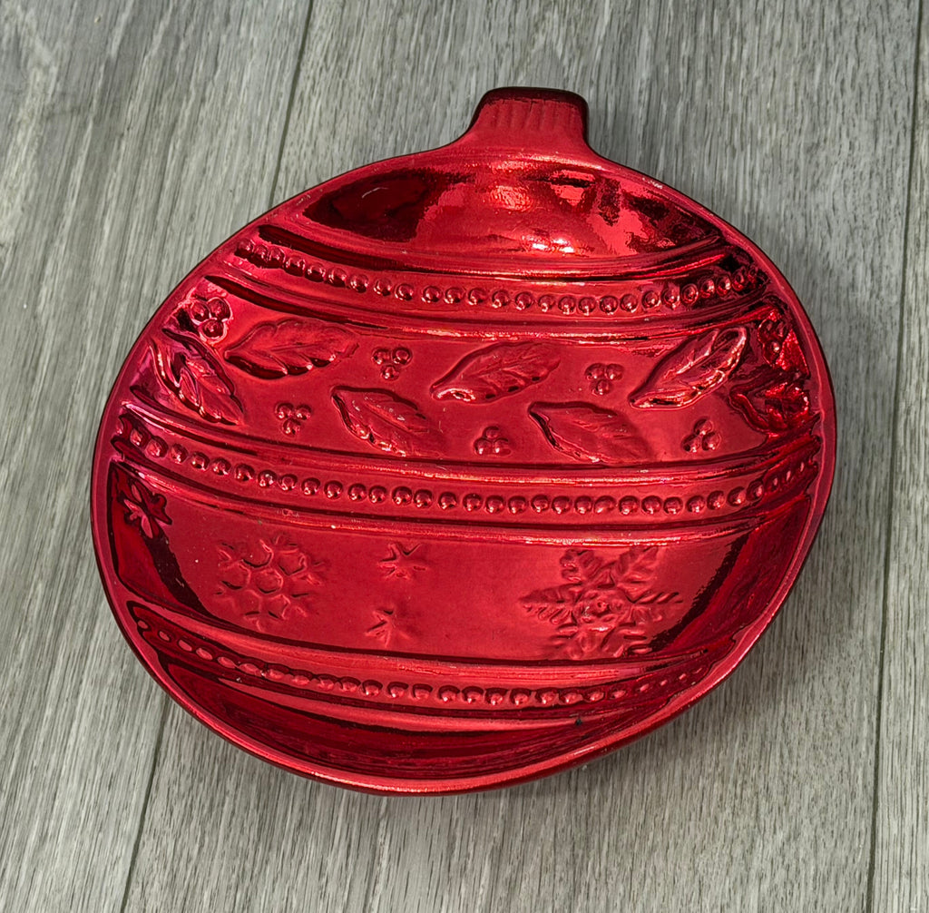 Vintage K's Collection Red Christmas Ball Candy Dish