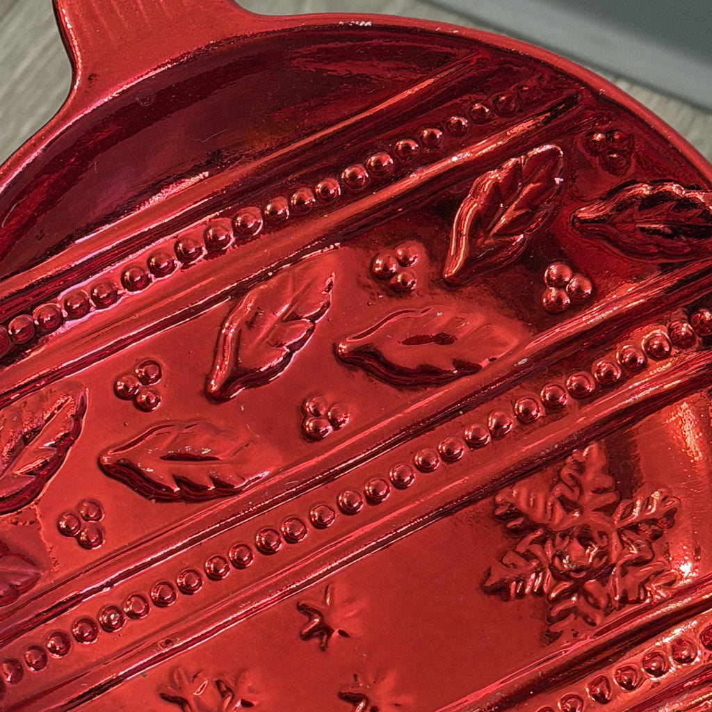 Vintage K's Collection Red Christmas Ball Candy Dish