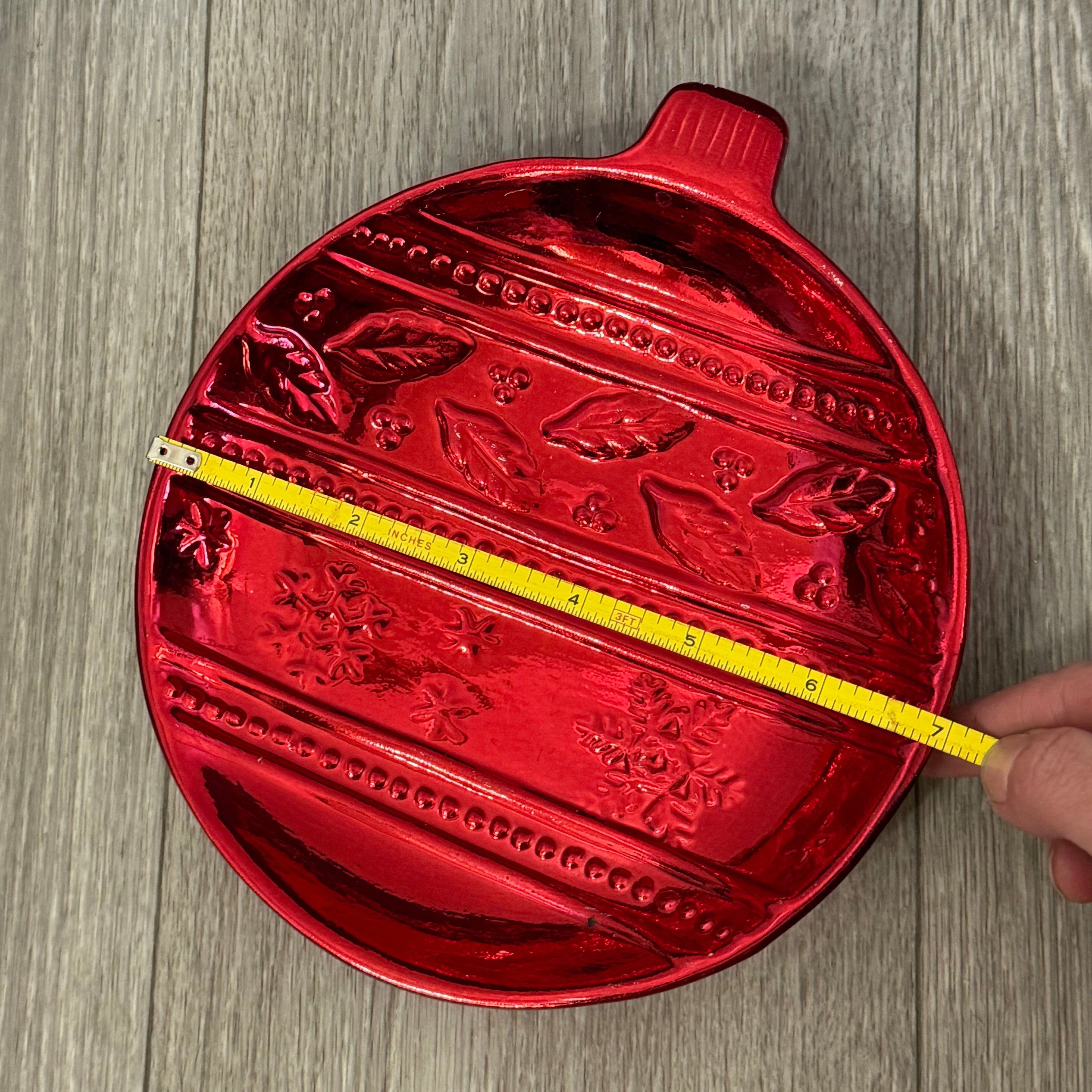 Vintage K's Collection Red Christmas Ball Candy Dish
