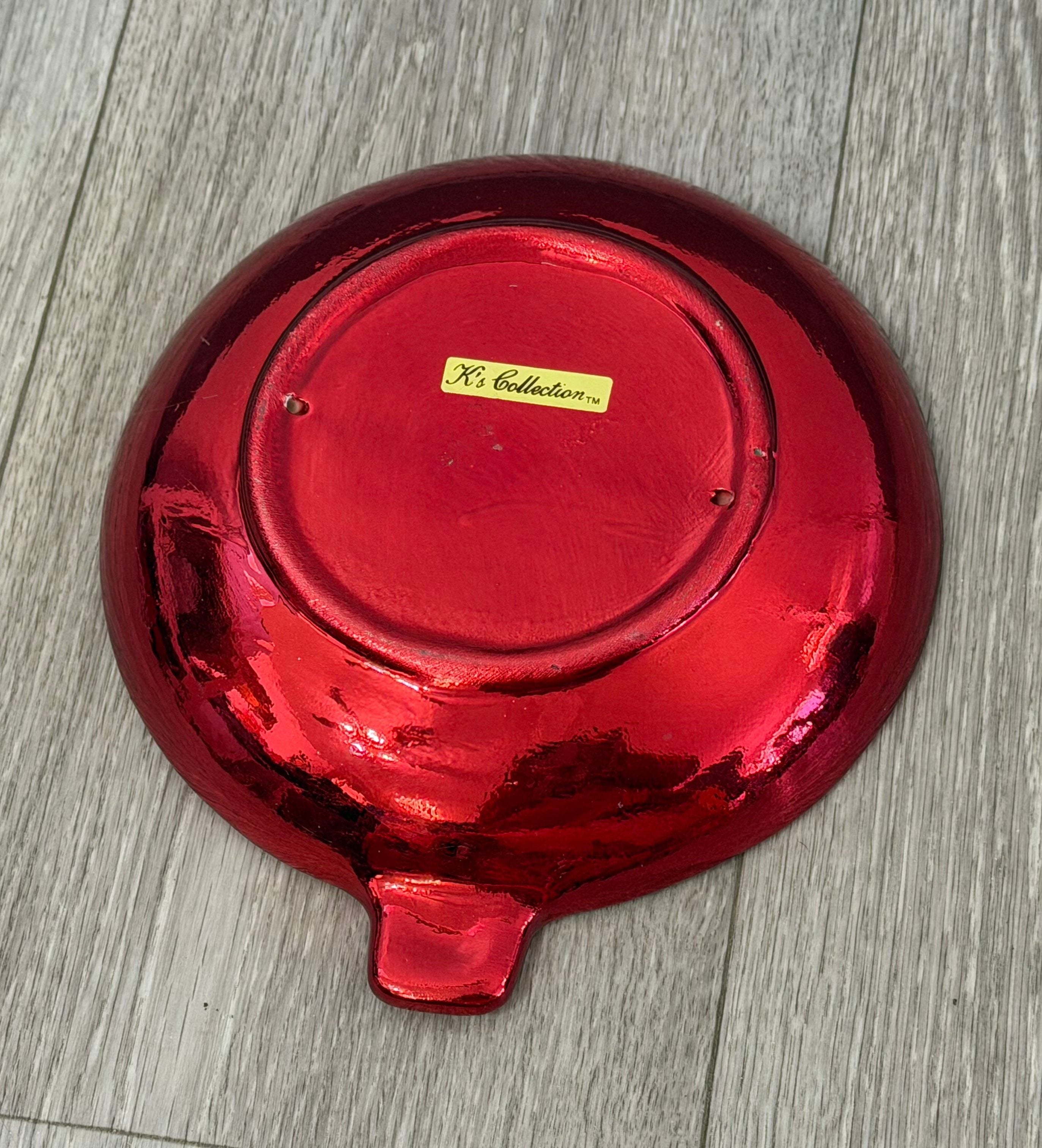 Vintage K's Collection Red Christmas Ball Candy Dish