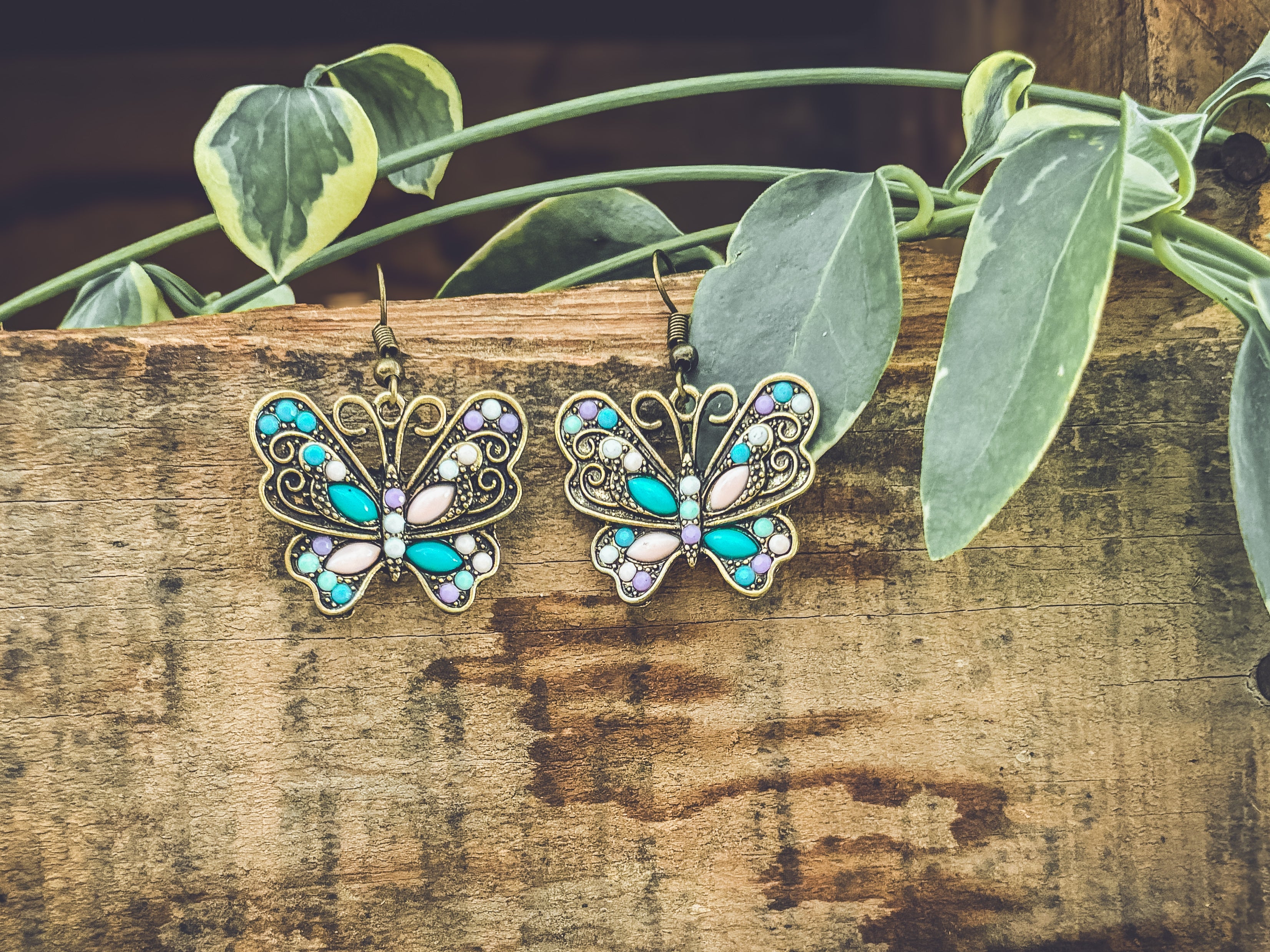Vintage Butterfly Drop Earrings