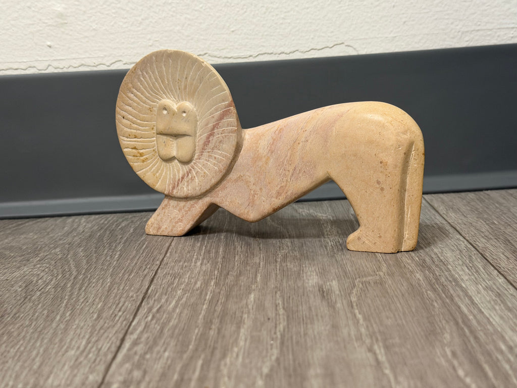 Vintage 80s Carved Soapstone Lion