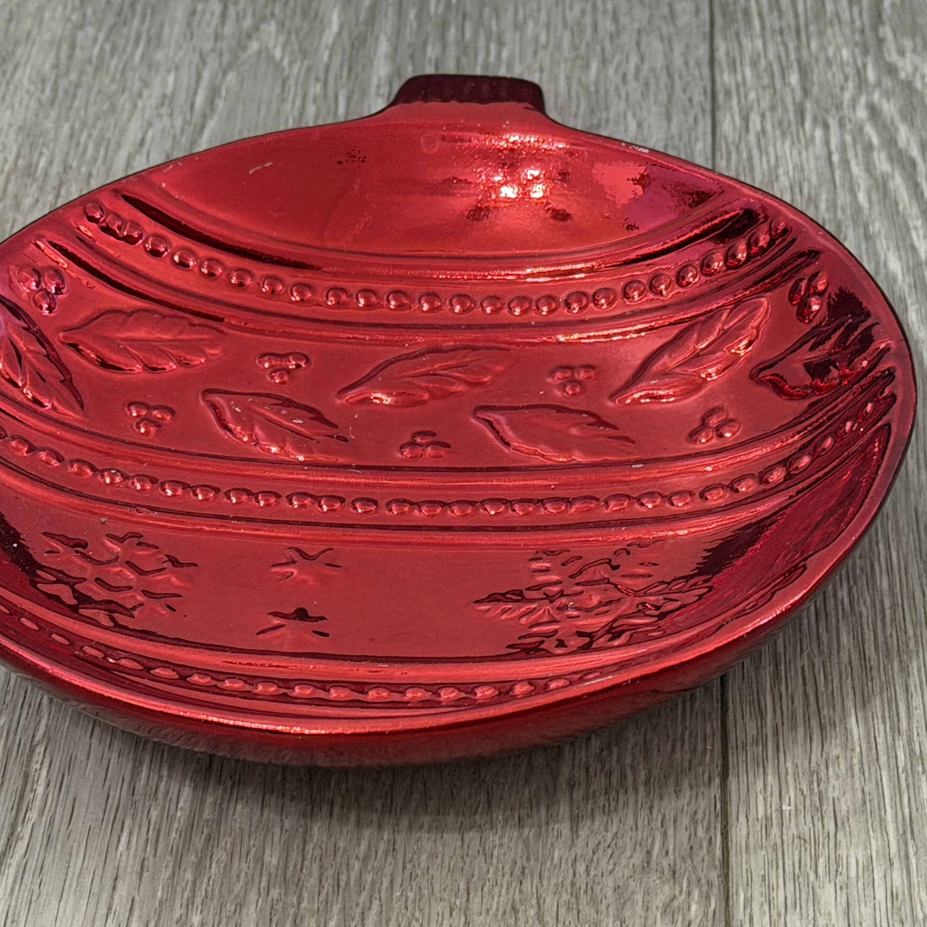Vintage K's Collection Red Christmas Ball Candy Dish