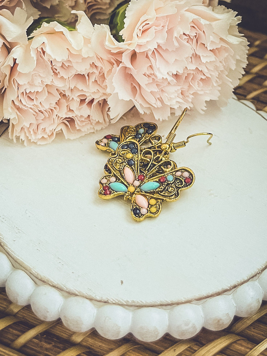 Vintage Butterfly Drop Earrings