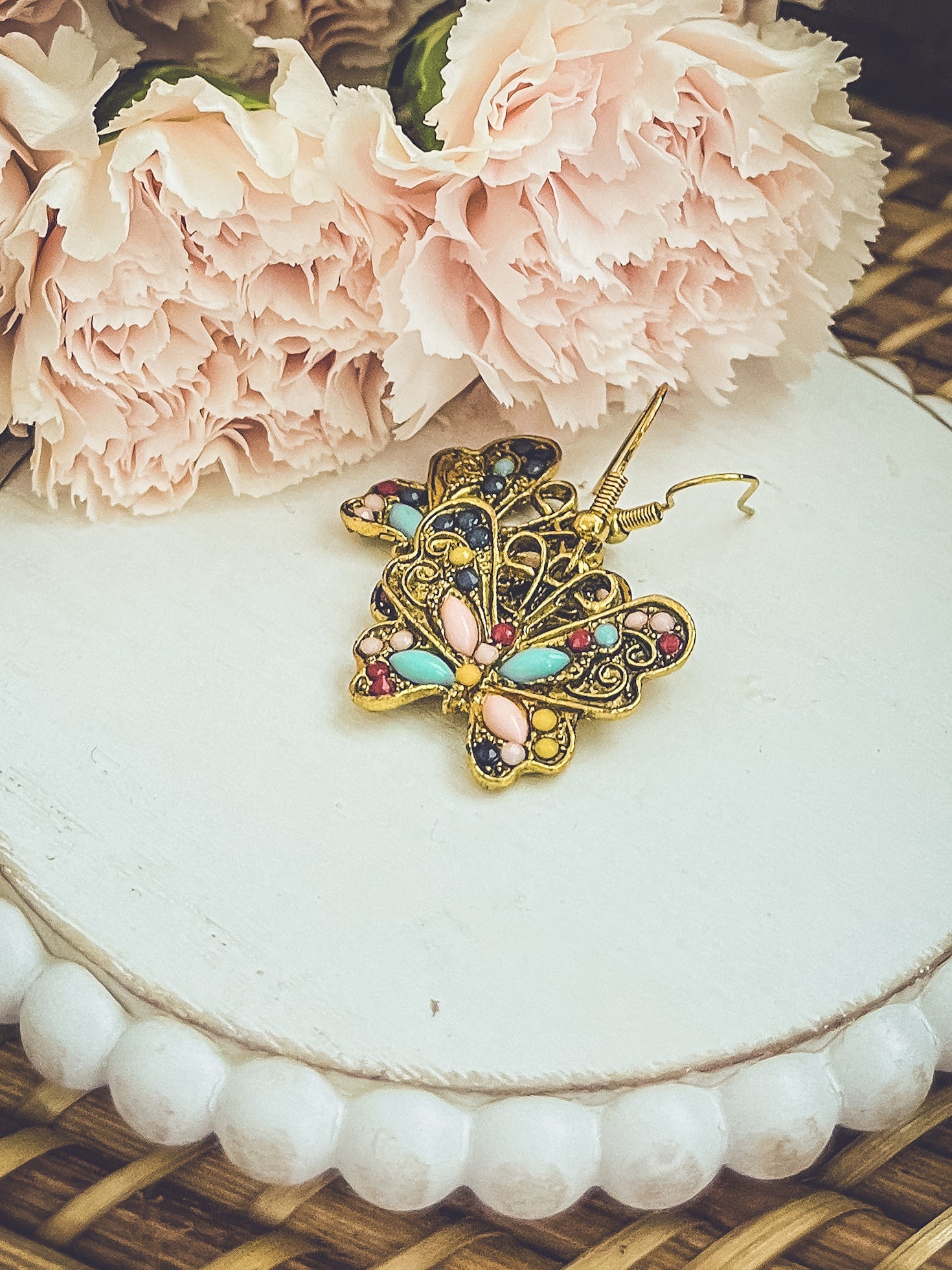 Vintage Butterfly Drop Earrings