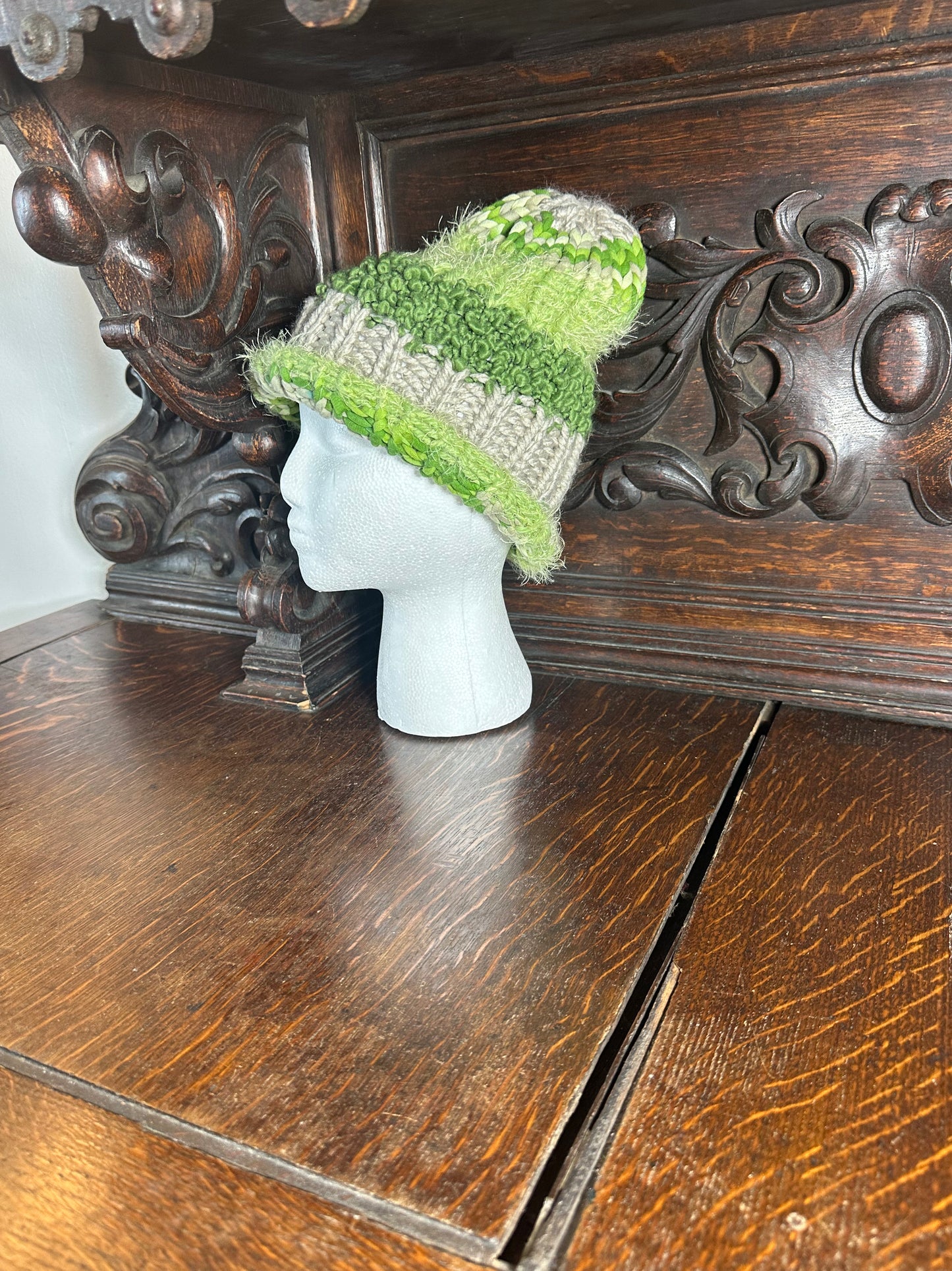 Warm & Cozy Green Handmade Loom Knit Beanie Hat Women’s  Great For St. Patty’s Day!