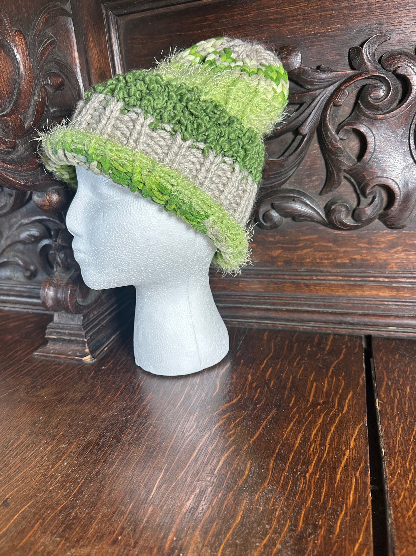 Warm & Cozy Green Handmade Loom Knit Beanie Hat Women’s  Great For St. Patty’s Day!