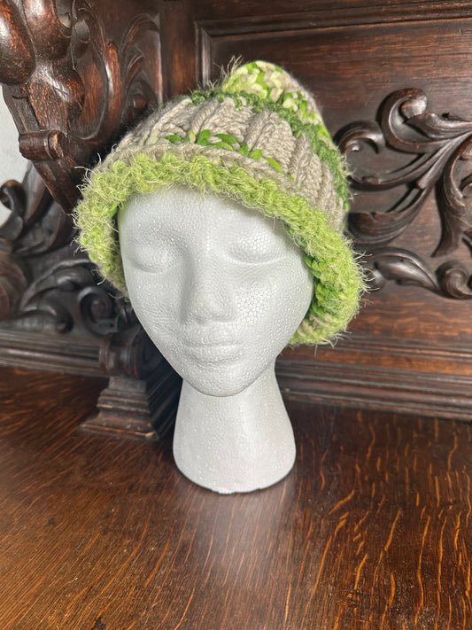 Warm & Cozy Green Handmade Loom Knit Beanie Hat Women’s  Great For St. Patty’s Day!