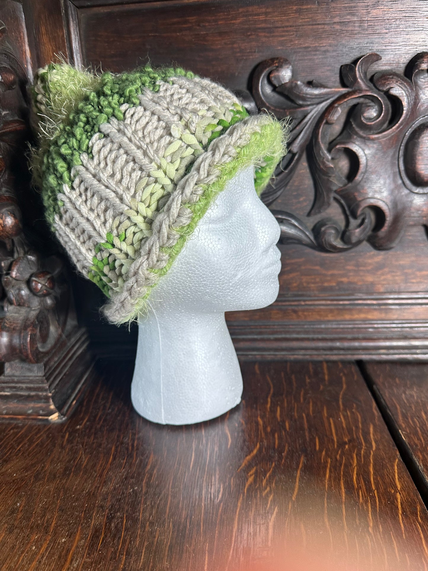 Warm & Cozy Green Handmade Loom Knit Beanie Hat Women’s  Great For St. Patty’s Day!