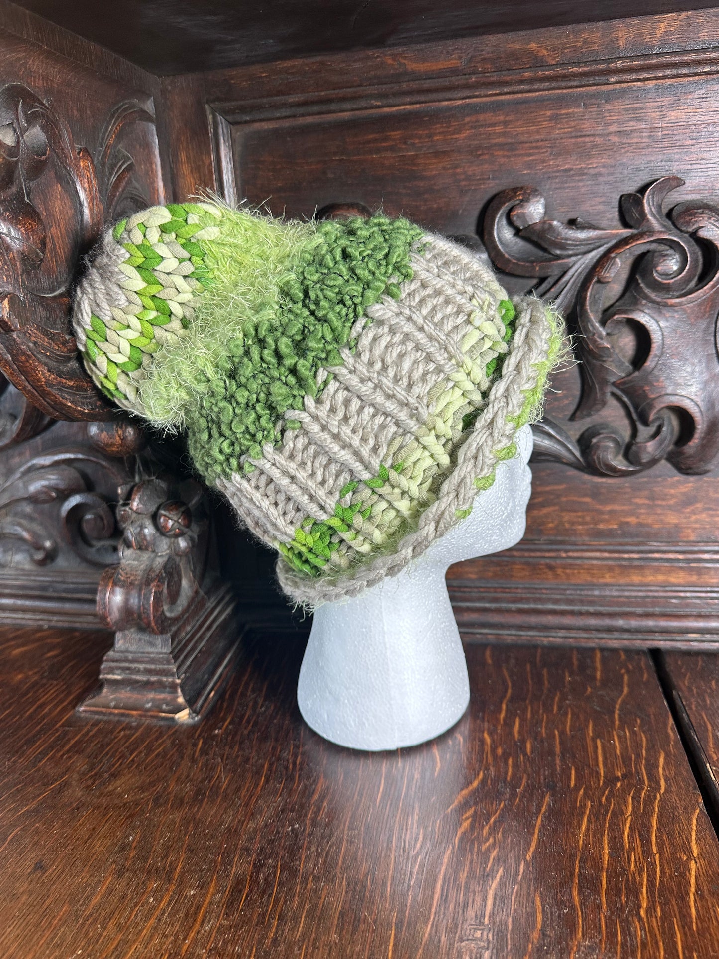 Warm & Cozy Green Handmade Loom Knit Beanie Hat Women’s  Great For St. Patty’s Day!
