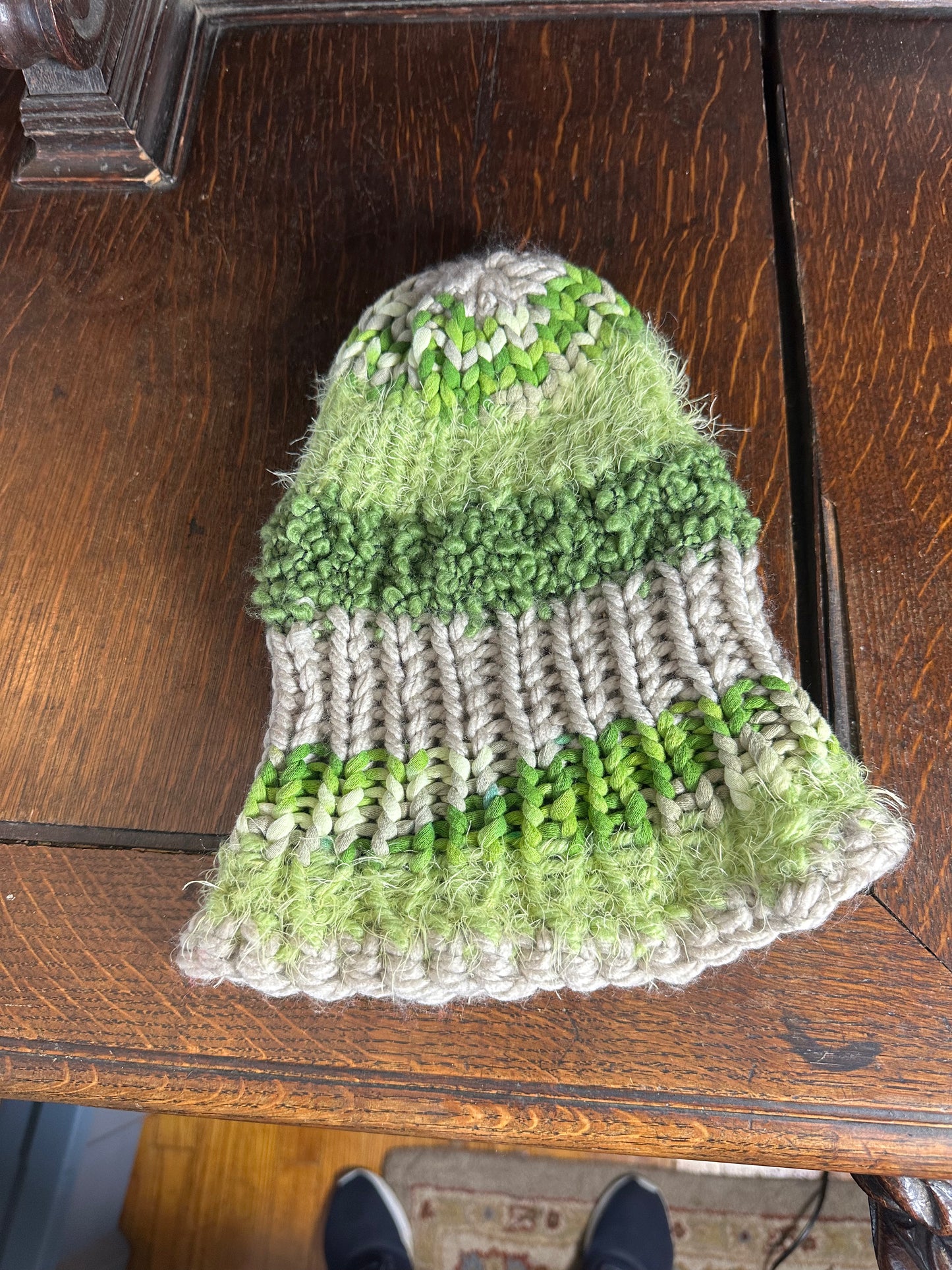 Warm & Cozy Green Handmade Loom Knit Beanie Hat Women’s  Great For St. Patty’s Day!