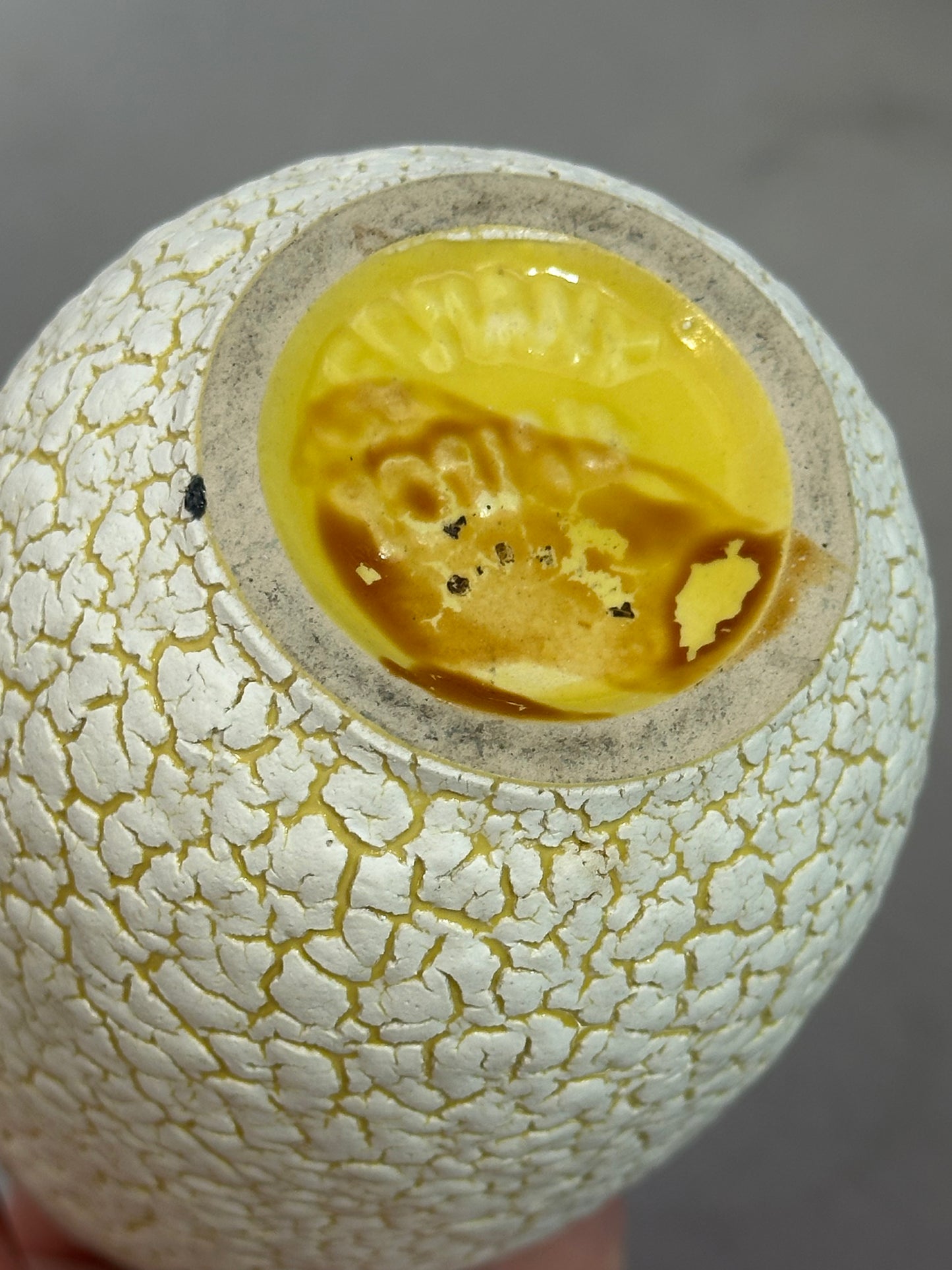 White and Yellow Craquele Ceramic Vase by Jasba Keramik 50s 60s VINTAGE