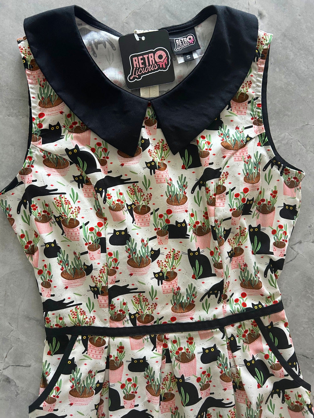 Women's Cats & Plants Collared Dress