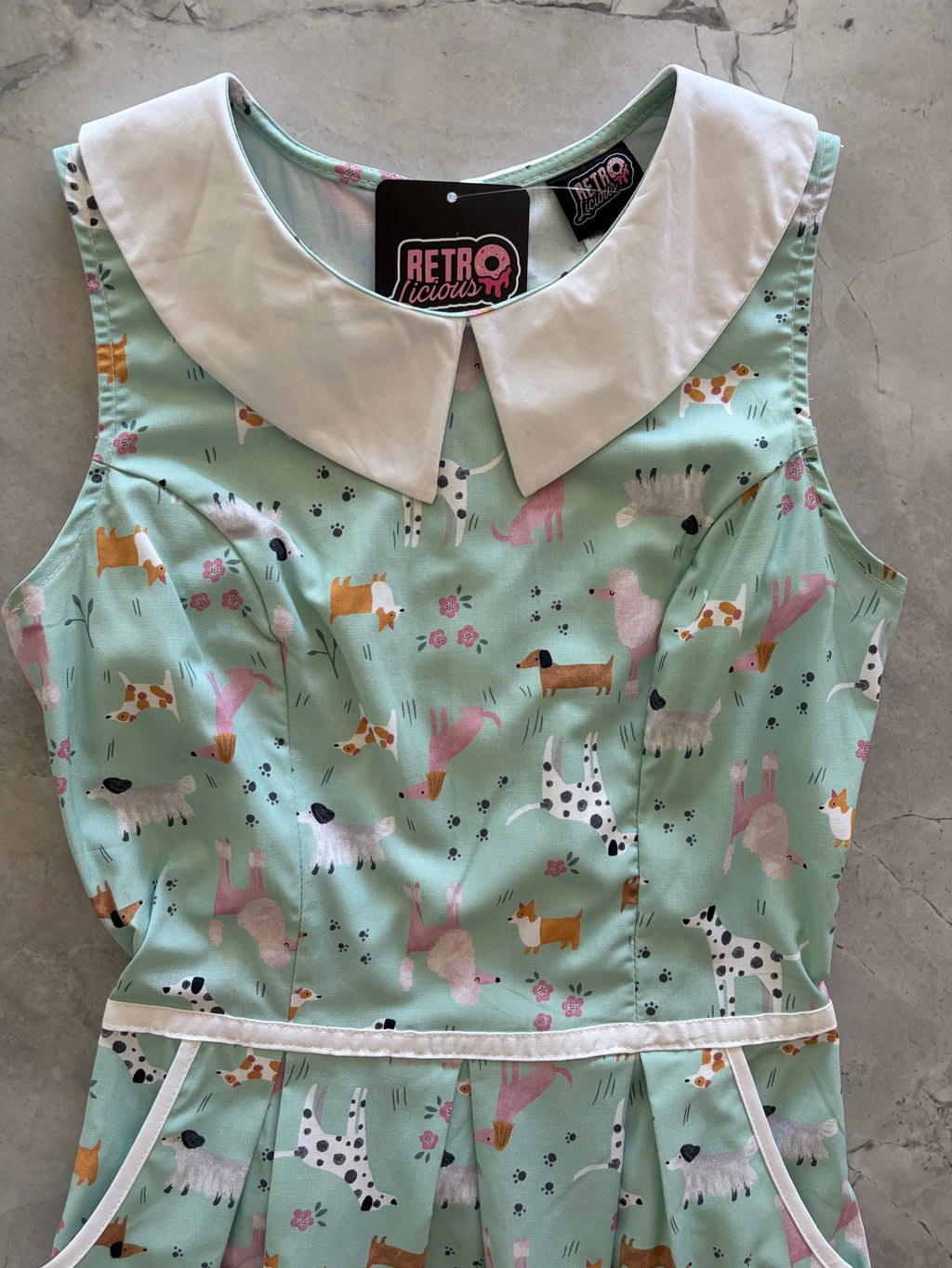 Retro Dogs Collared Dress