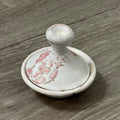 Vintage Small Clay Tagine — White with Pink Flowers, Handmade & Signed