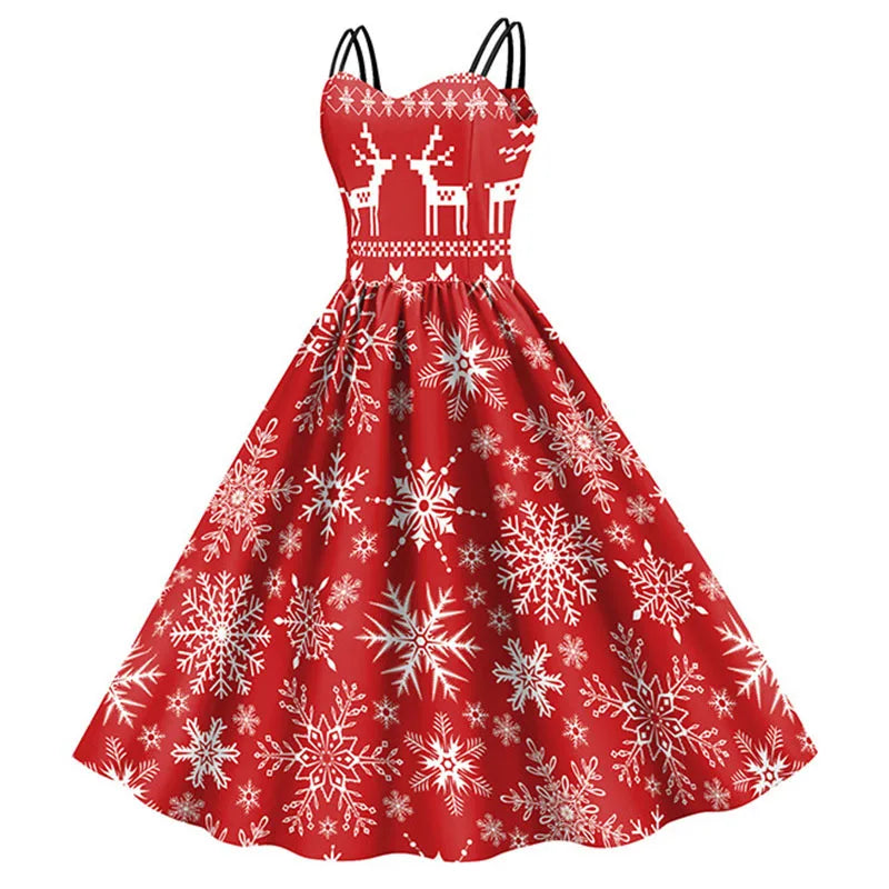 Holiday Snowflake Spaghetti Strap Dress