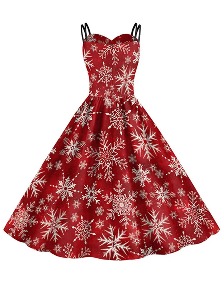 Holiday Snowflake Spaghetti Strap Dress