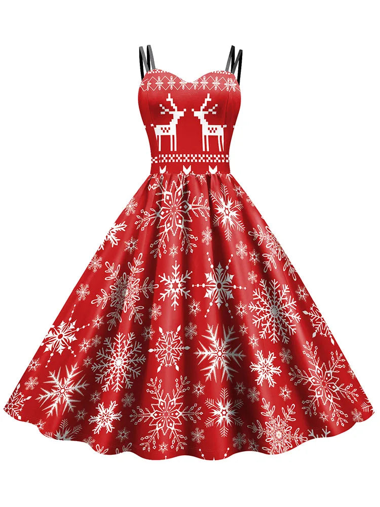 Holiday Snowflake Spaghetti Strap Dress