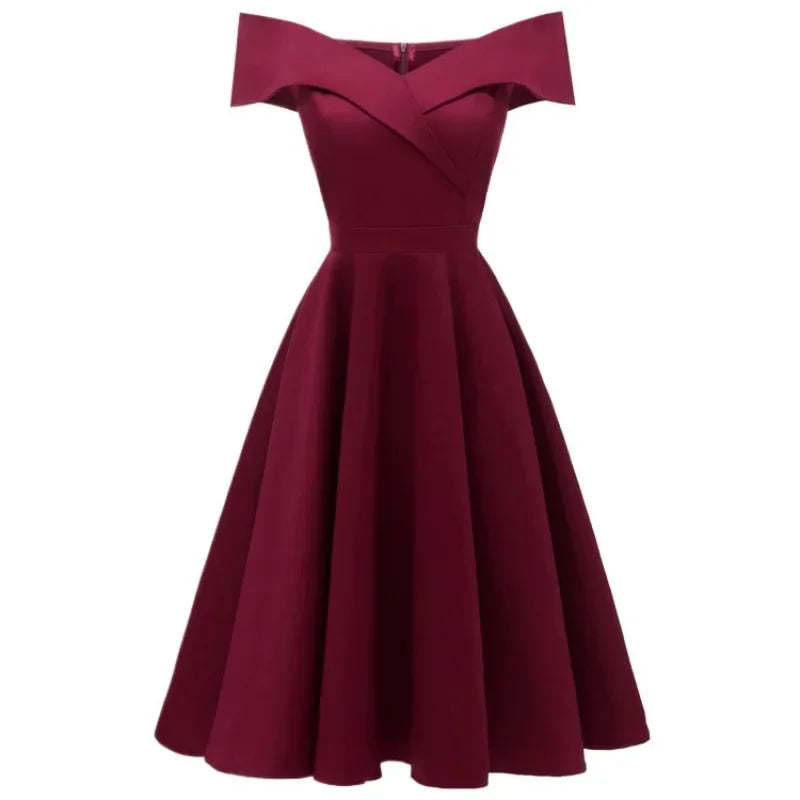 Off-Shoulder Retro Swing Dress