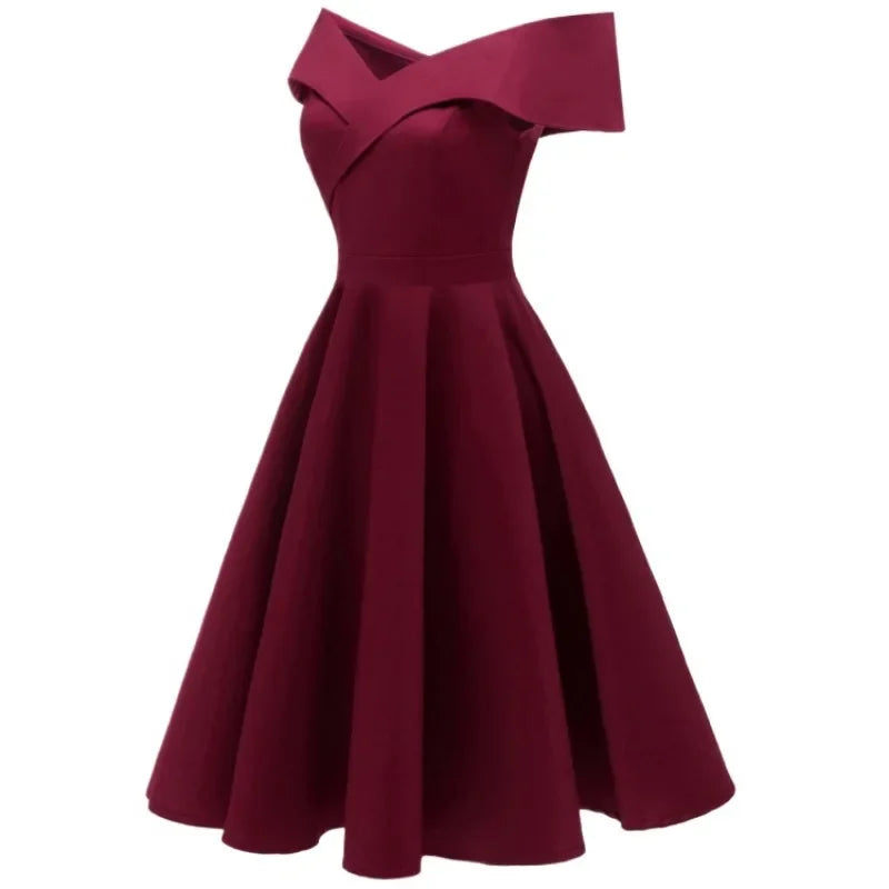 Off-Shoulder Retro Swing Dress
